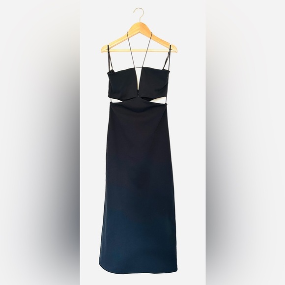Zara Cutout Dress | Black Strapless | Sz Medium | Midi - Picture 5 of 8